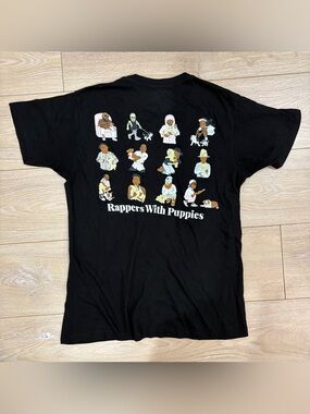 Dog Limited Rappers With Puppies Black Graphic T-Shirt Size M